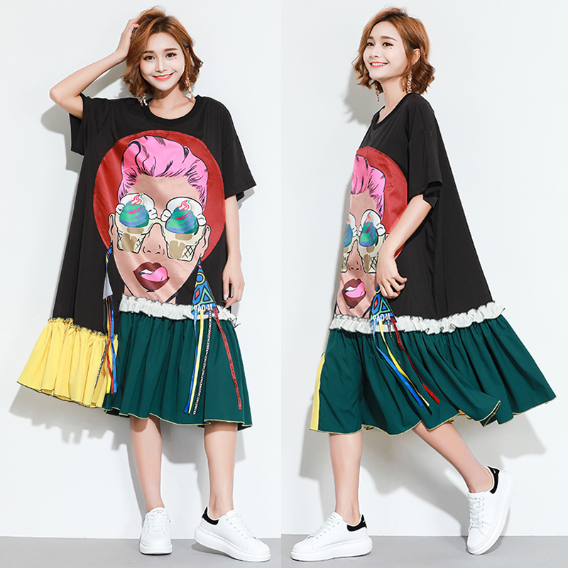 2021 New Plus Size Women's European Vintage Es Unique Black Green Yellow Patchwork Loose Casual Robe Femme Women Summer Otid, Blue
2021 New Plus Size Women's European Vintage Es Unique Black Green Yellow Patchwork Loose Casual Robe Femme Women Summer Otid, Blue