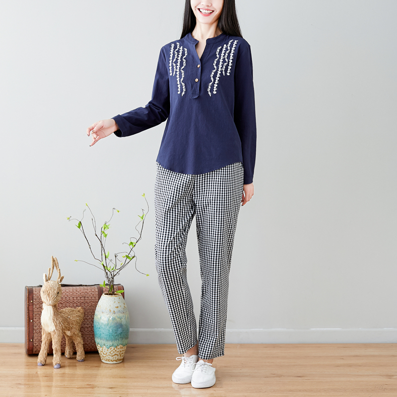 Women fashion pants spring Large size Literary cotton Elastic plus women Regular personality 3214 50 201109