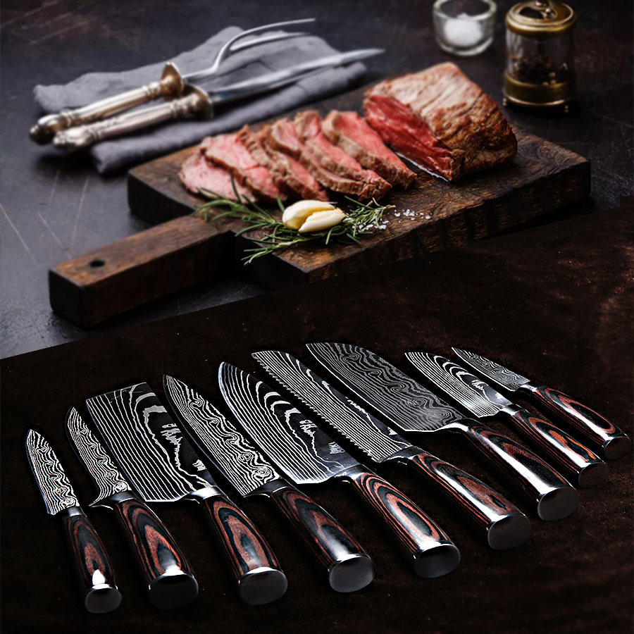 wholesaler 7CR17mov blade Japanese Kitchen Knives Laser Damascus Pattern Chef Knife Sharp Santoku Cleaver Slicing Utility Knives Tool EDC
wholesaler 7CR17mov blade Japanese Kitchen Knives Laser Damascus Pattern Chef Knife Sharp Santoku Cleaver Slicing Utility Knives Tool EDC
