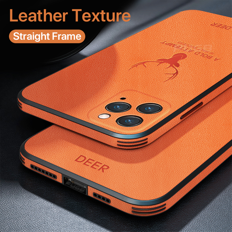 Luxury Leather Texture Square Frame Case on For iPhone 12 11 Pro Max Mini iPhone X XR XS Deer Camera Protection Shockproof Cover, Red 
Luxury Leather Texture Square Frame Case on For iPhone 12 11 Pro Max Mini iPhone X XR XS Deer Camera Protection Shockproof Cover, Red