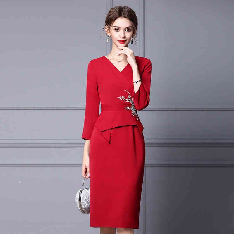 Casual Dresses Zhili early autumn high-end temperament dress formal occasion over knee Red Nail Drill hip skirt KI1J, Wine
Casual Dresses Zhili early autumn high-end temperament dress formal occasion over knee Red Nail Drill hip skirt KI1J, Wine