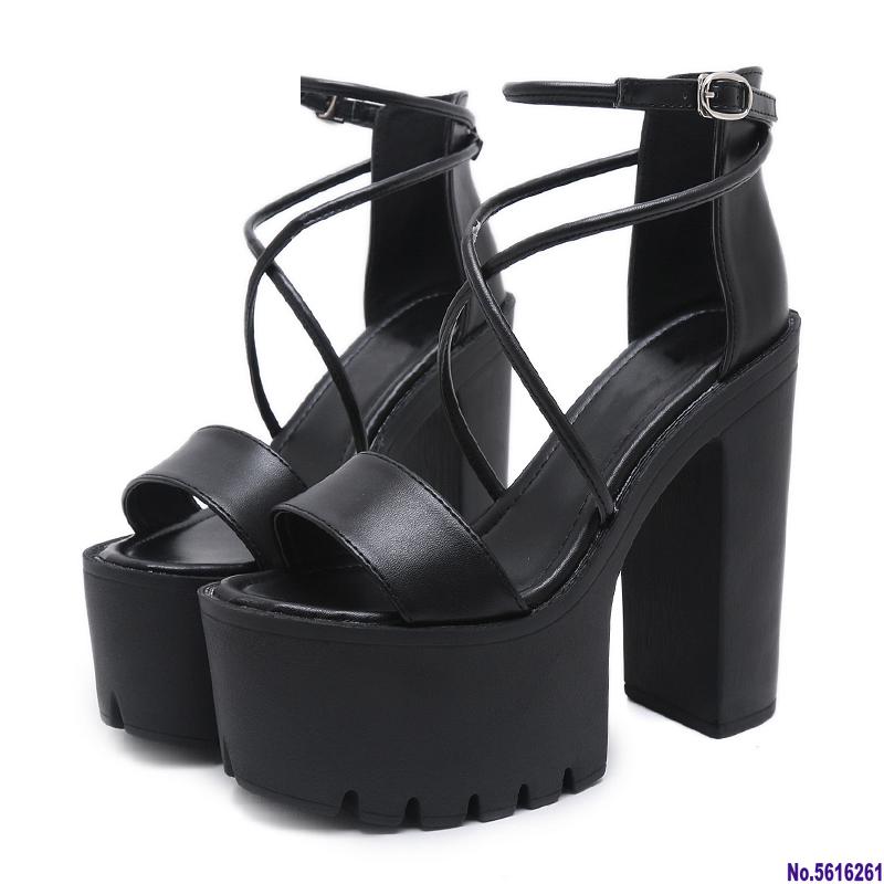 Platform Shoes For Summer Extreme High Heels Sandals Open Toe Fashion Buckle Block Heels Punk Black Leather Good Quality
Platform Shoes For Summer Extreme High Heels Sandals Open Toe Fashion Buckle Block Heels Punk Black Leather Good Quality