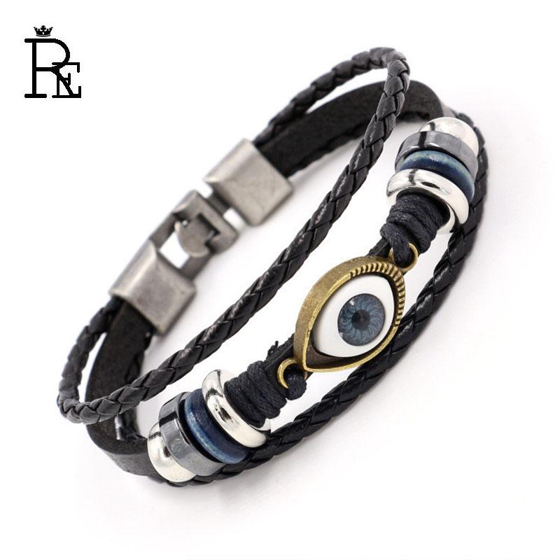 RE Viking Punk Bracelet Real Genuine Leather Blue Eyes Vintage Antique Style for Men Women Hot Sale Bracelets Bangles
RE Viking Punk Bracelet Real Genuine Leather Blue Eyes Vintage Antique Style for Men Women Hot Sale Bracelets Bangles