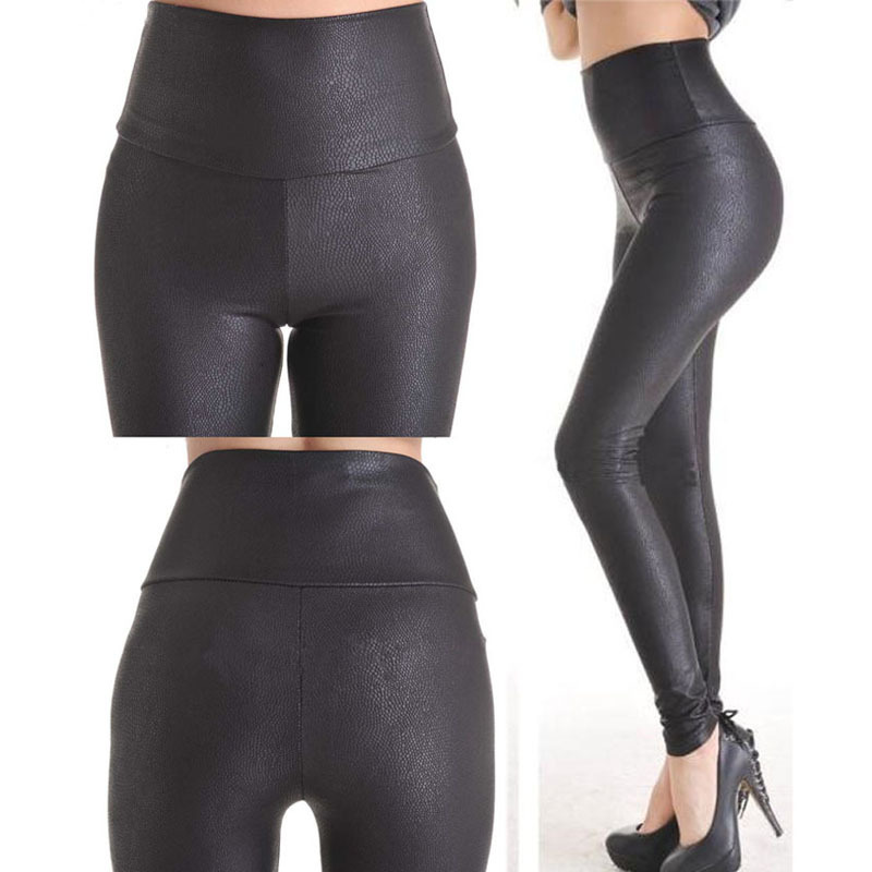 New Sale Fashion Serpentine Sexy Leggings Womens Leggins Stretch High Waist quality Faux Leather Pants Plus Size YAK0010 201203