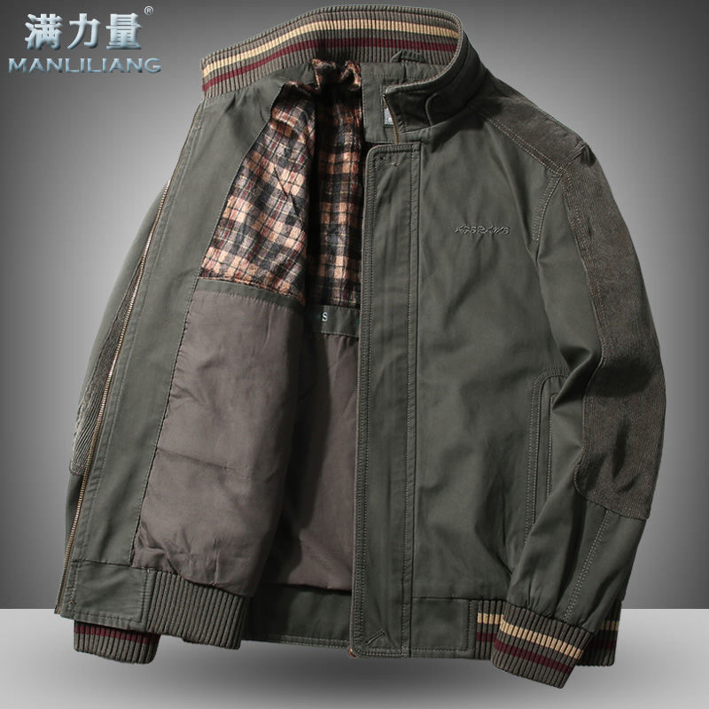 High Quality Jacket Men'S 96% Cotton Spring Autumn Loose Large Size Jacket Middle Aged Men'S Casual Wear Winter Clothes 201218