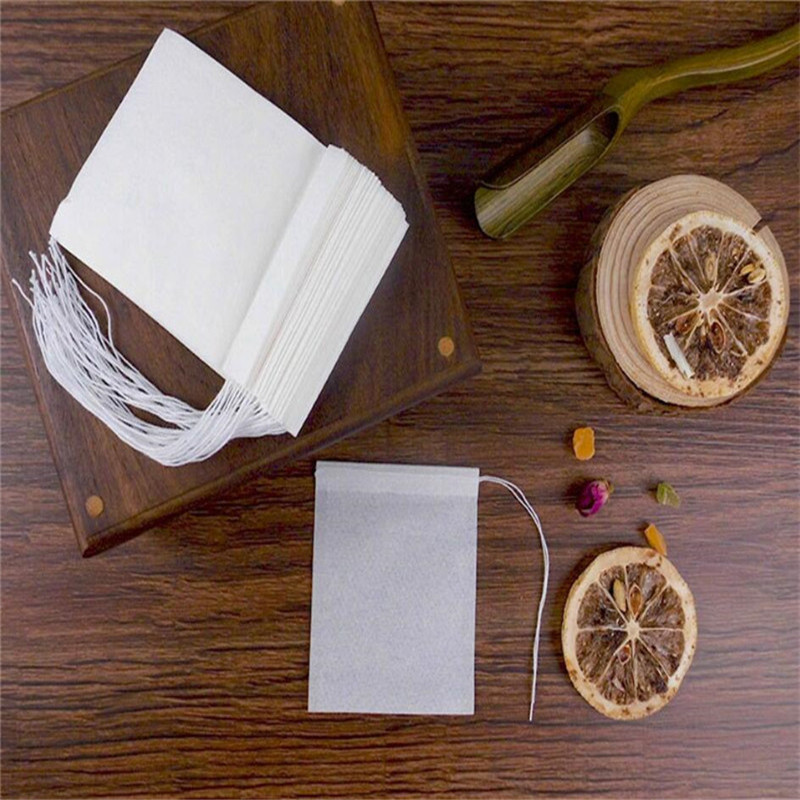 100Pcs/Lot Loose Leaf Filter Bag Coffee Tools Natural Unbleached Empty Paper Infuser Strainers for Tea Wooden Color