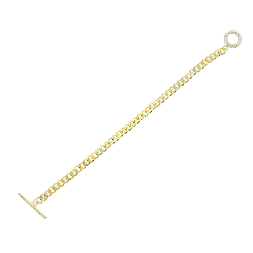 New style Toggle Clasp 5mm cuban chain Bracelets For Women Girls Cz Paved Punk Charm Geometric Circle Bar Chain Necklace jewelry Wholesale