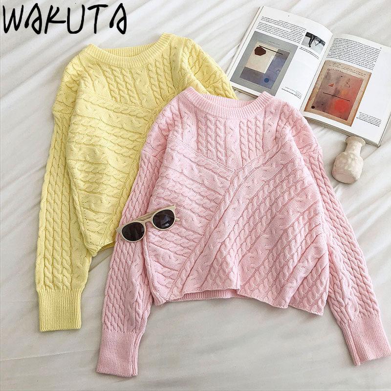 WAKUTA Women Fashion Irregular Pattern O-neck Pullovers Sweater Autumn Winter New Simple Loose Knitwear Jumper Pink Yellow
WAKUTA Women Fashion Irregular Pattern O-neck Pullovers Sweater Autumn Winter New Simple Loose Knitwear Jumper Pink Yellow