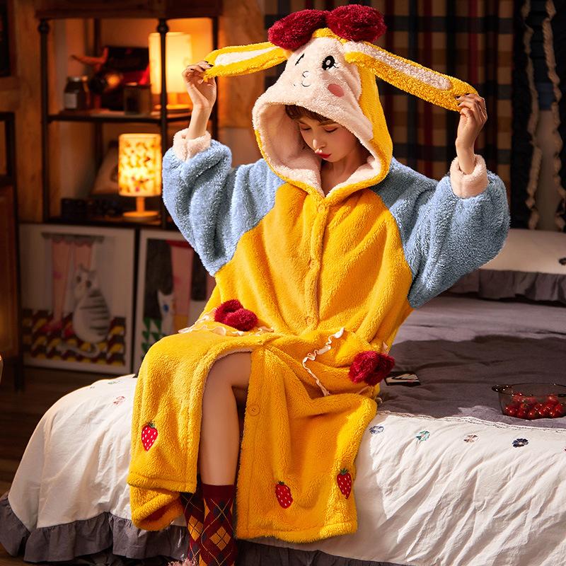 Thicken Warm Women Nightgown Cute Cartoon Cat Hooded Bath Robe Nightdress Kitty Sleepwear Home wear Pajamas Nightwear, As shown
Thicken Warm Women Nightgown Cute Cartoon Cat Hooded Bath Robe Nightdress Kitty Sleepwear Home wear Pajamas Nightwear, As shown