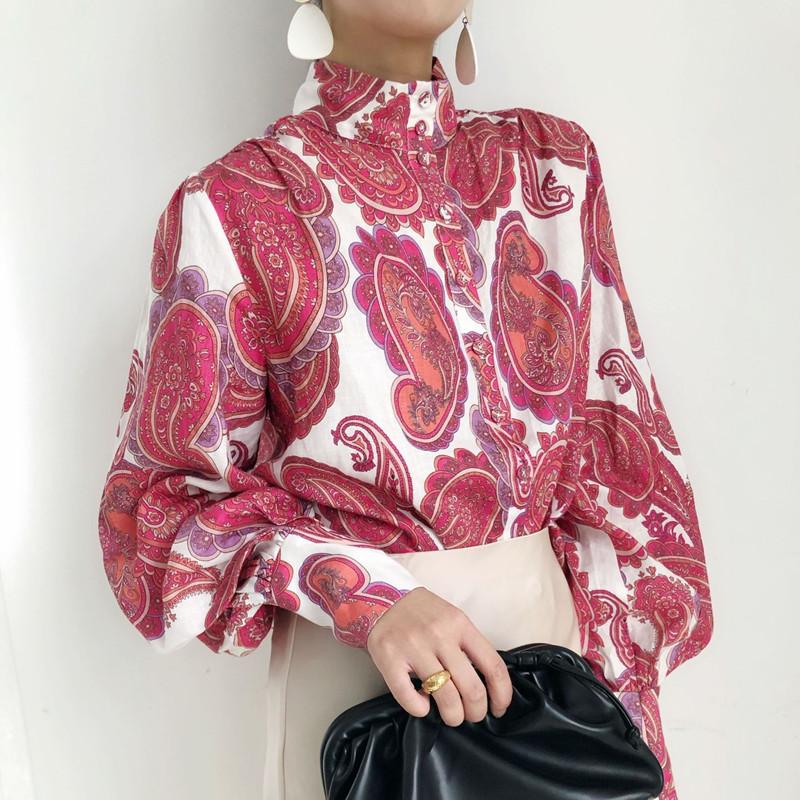 Vintage Print Blouse Wome Linen Long Sleeve Single Breasted Stand Collar Autumn Shirt, As show picture
Vintage Print Blouse Wome Linen Long Sleeve Single Breasted Stand Collar Autumn Shirt, As show picture