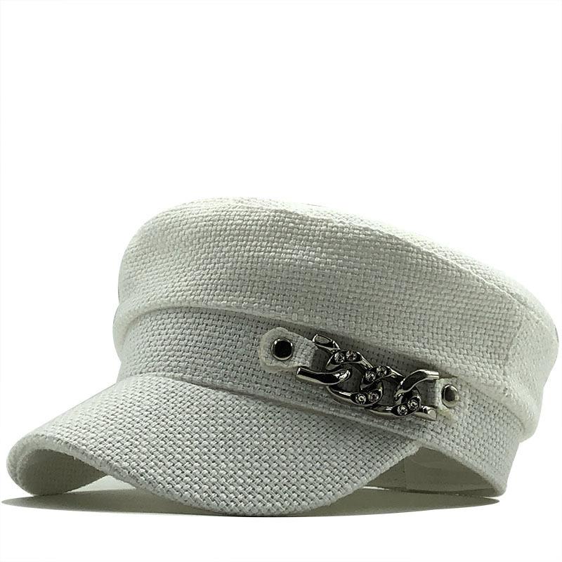 Beanie/Skull Caps 2021 Hat Women Flat Top Cotton Painter Cap Hats For Spring Summer With Silver Chain Korean Fashion, White
Beanie/Skull Caps 2021 Hat Women Flat Top Cotton Painter Cap Hats For Spring Summer With Silver Chain Korean Fashion, White