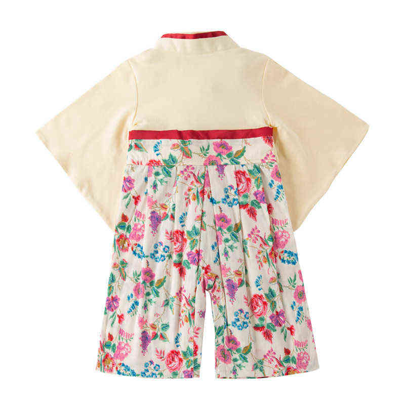 Baby Girl Kimono Baby Clothes Japanese Romper Print Kimono Floral Print Red Bow Kawaii Clothing Toddler Girl Clothes Kids Outfit G220218