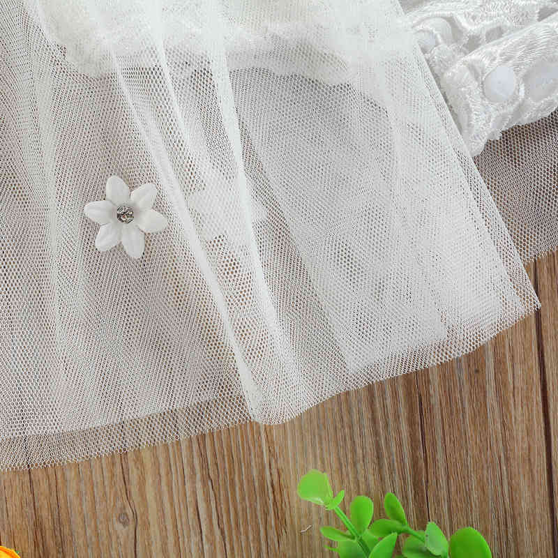 Baby Clothes Summer Dress Jumpsuit Solid Color Lace Crochet Square Neck Sleeveless Romper Skirt For Toddler Girls 0-24 Months G1221