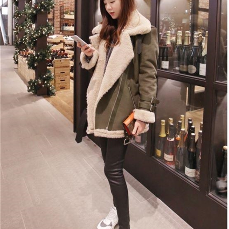 Women Winter Wool Coat Fur Collar Suede Jacket Women Windbreaker Outwear Motorcycle Jacket Femme Hiver Manteau Invierno Abrigos 201106