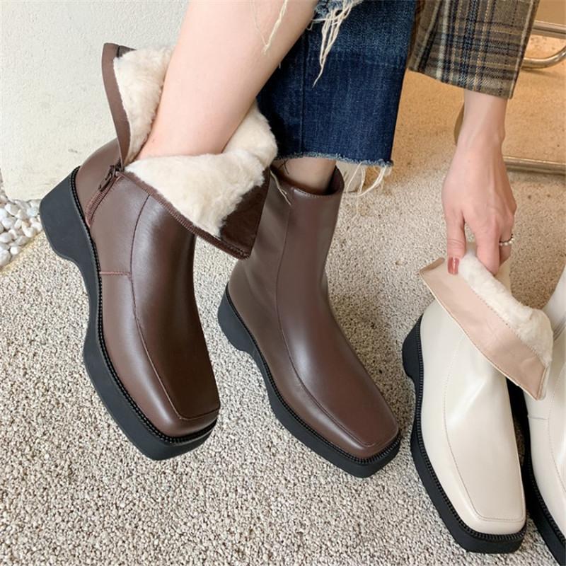 PXELENA Hot Korean Women Genuine Leather Snow Boots Square Toe Chunky Platform Med Heels Winter Autumn Spring Shoes 2021 Lady 39, Brown autumn
PXELENA Hot Korean Women Genuine Leather Snow Boots Square Toe Chunky Platform Med Heels Winter Autumn Spring Shoes 2021 Lady 39, Brown autumn