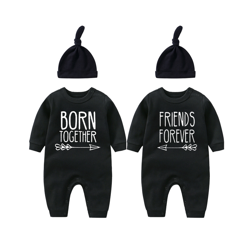 YSCULBUTOL Baby Bodysuit Born Together Friend Forever boy Clothes Toddler Girl 220217