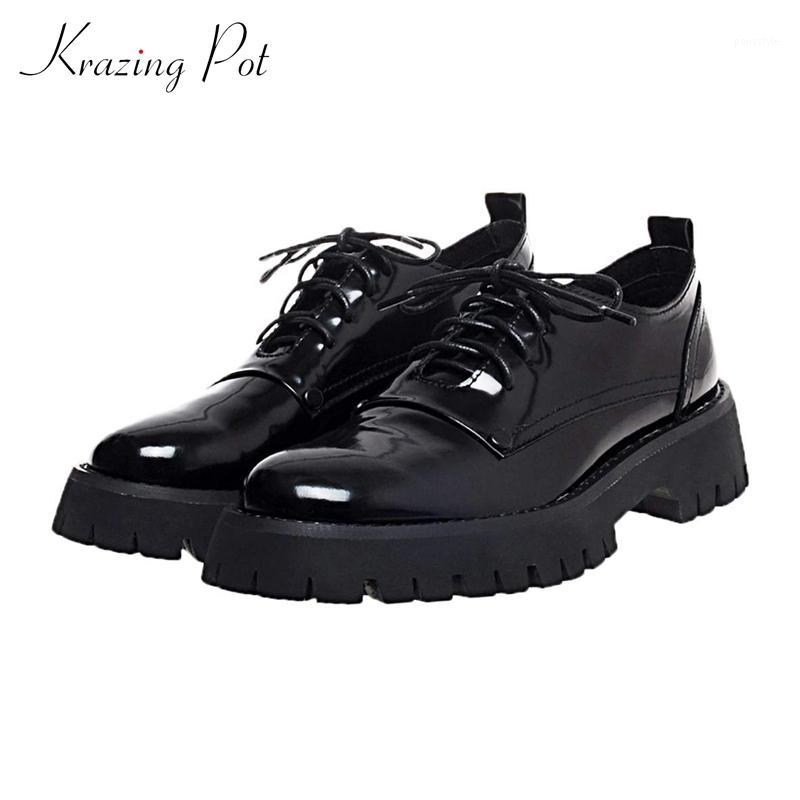 Krazing pot 2020 autumn shoes women genuine leather round toe med square heel lace up thick bottom pretty girls dress pumps L021, Black
Krazing pot 2020 autumn shoes women genuine leather round toe med square heel lace up thick bottom pretty girls dress pumps L021, Black