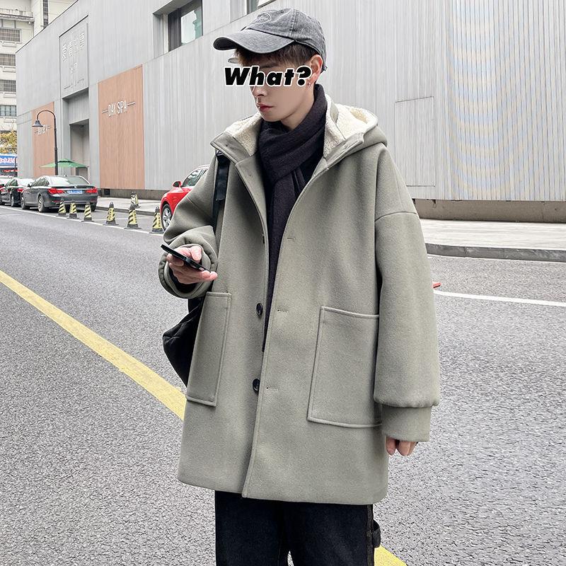 Winter Plush Thick Woolen Woolen Coat Men Warm Fashion Casual Hooded Coat Men Korean Mid-length Mens Overcoat, Black
Winter Plush Thick Woolen Woolen Coat Men Warm Fashion Casual Hooded Coat Men Korean Mid-length Mens Overcoat, Black