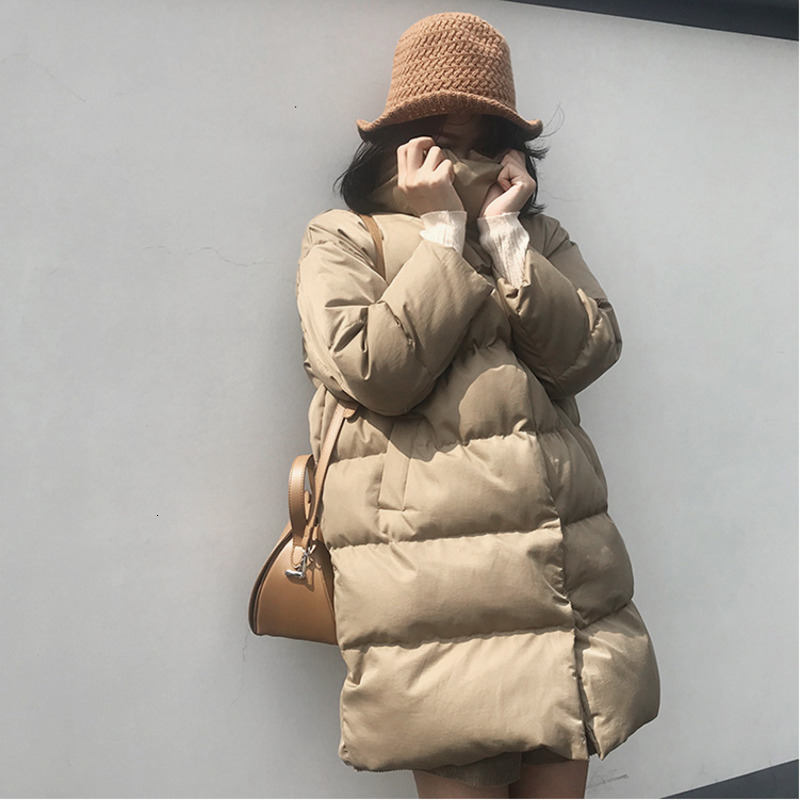 Winter Coat Women Female Long Jacket Women's Stand Collar Thick Down Cotton Parkas Outerwear Tops Long Sleeve Warm Coats 201210