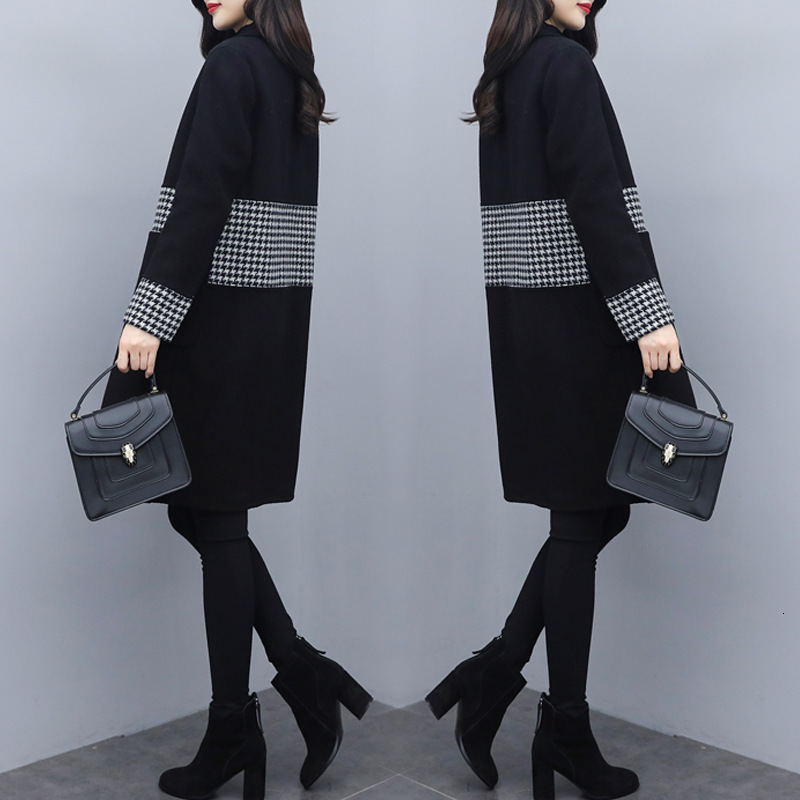 2021 Autumn and New Winter Mid-length Korean-style Fashion Houndstooth Sewing Short-height Wool Jacket for Woman LPYY, Black
2021 Autumn and New Winter Mid-length Korean-style Fashion Houndstooth Sewing Short-height Wool Jacket for Woman LPYY, Black