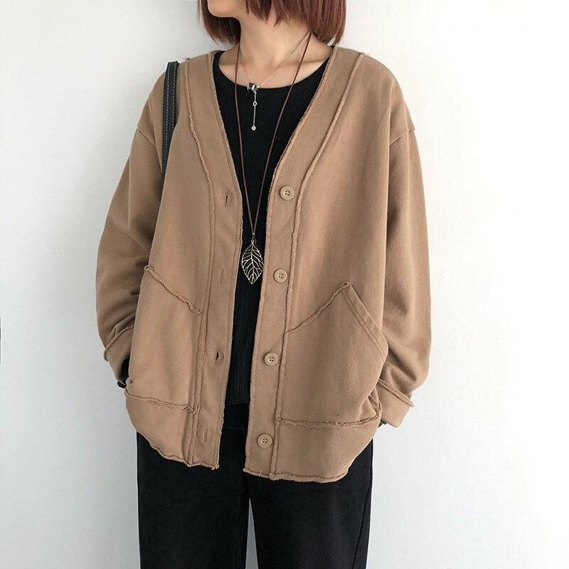 FairyNatural Retro Cardigan Sweater For Ladies Pockets V Neck Button 2021 Autumn Spring Patchwork Female Loose Tops Solid Color, Black
FairyNatural Retro Cardigan Sweater For Ladies Pockets V Neck Button 2021 Autumn Spring Patchwork Female Loose Tops Solid Color, Black