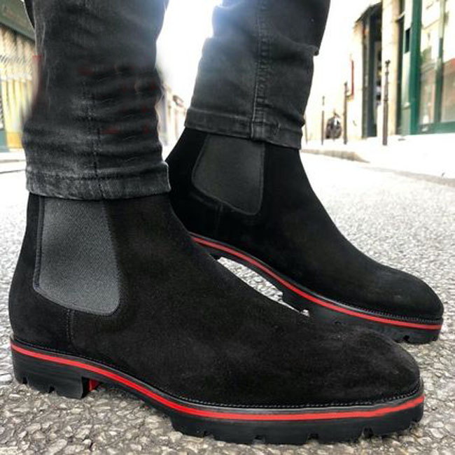 Red Bottoms Mens Boot Black Suede Leather Ankle-Boot Thick soles Luxurious men middle sneakers Motorcycle ankle boot luxury design
Red Bottoms Mens Boot Black Suede Leather Ankle-Boot Thick soles Luxurious men middle sneakers Motorcycle ankle boot luxury design