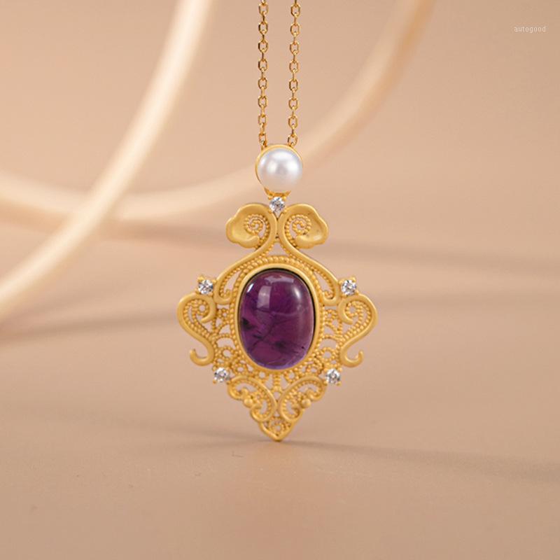 Chains LATS Vintage 925 Sterling Silver Gold-plated Natural Amethyst Pearl Necklaces Classic Pendant Necklace For Women 2021 Jewelry1
Chains LATS Vintage 925 Sterling Silver Gold-plated Natural Amethyst Pearl Necklaces Classic Pendant Necklace For Women 2021 Jewelry1