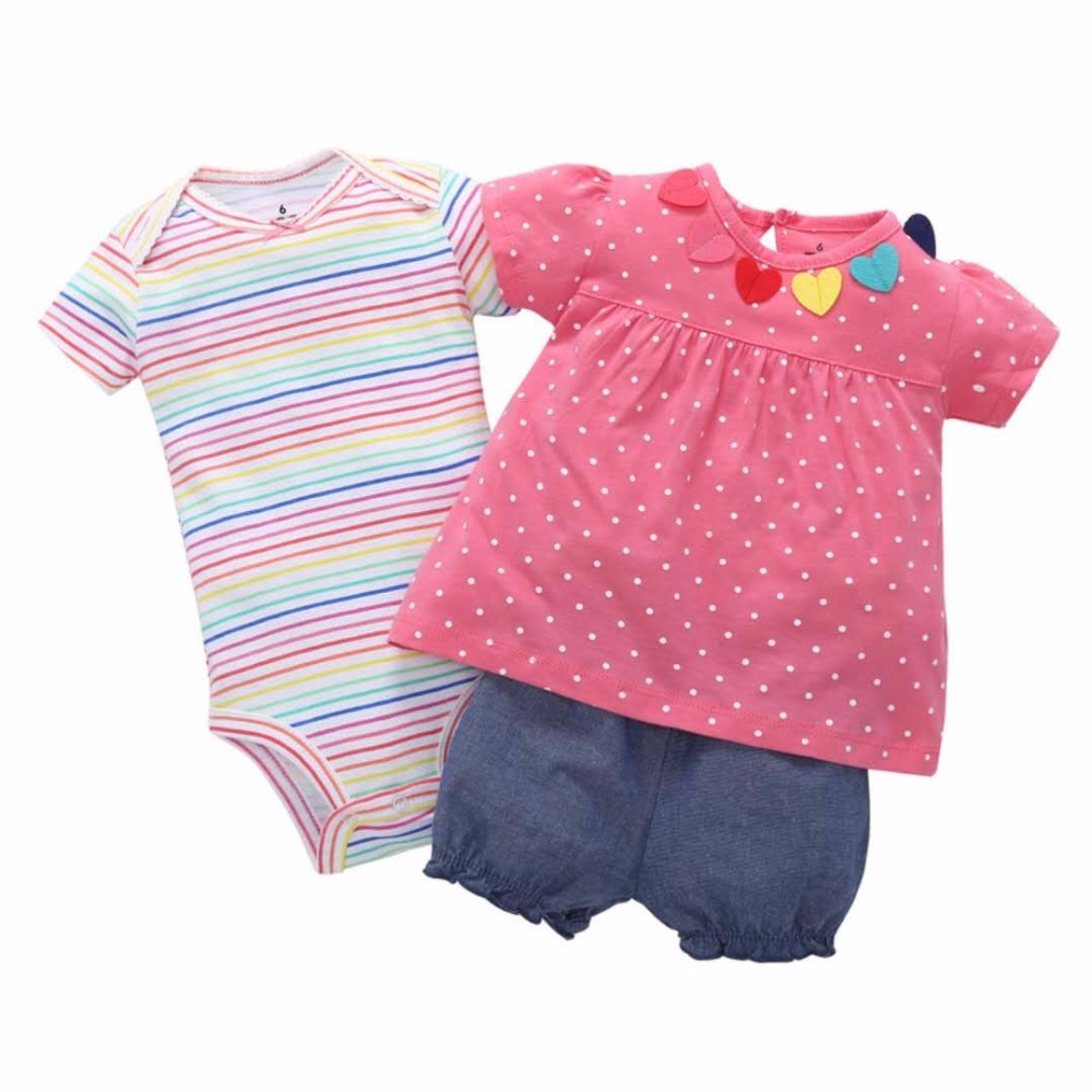 Summer Toddler Girls Summer Clothing Set 100% cotton Baby Girls Clothes Bodysuit Shorts T-shirt 3 PCS Children Clothes LJ201223