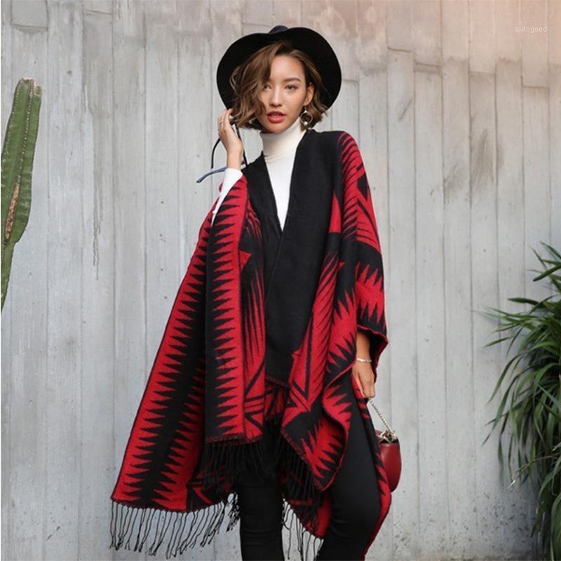 Scarves European And American Autumn Winter Red Black Split Cloak Shawl Ethnic Style Thick Tassel Scarf Dual-use1
Scarves European And American Autumn Winter Red Black Split Cloak Shawl Ethnic Style Thick Tassel Scarf Dual-use1