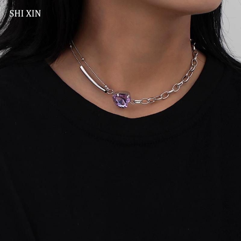 SHIXIN Asymmetry Stainless Steel Chain Short Choker Necklace for Women Love Heart Crystal Necklaces 2020 Fashion Jewelry Collier
SHIXIN Asymmetry Stainless Steel Chain Short Choker Necklace for Women Love Heart Crystal Necklaces 2020 Fashion Jewelry Collier
