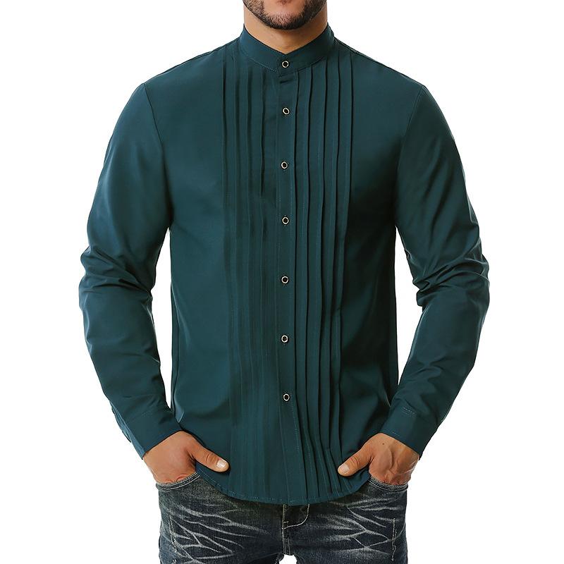 2021 Fashion New Man' Business Pleated Henley Collar Long Sleeve Men Shirt 6 Colors Slim Top, Black
2021 Fashion New Man' Business Pleated Henley Collar Long Sleeve Men Shirt 6 Colors Slim Top, Black