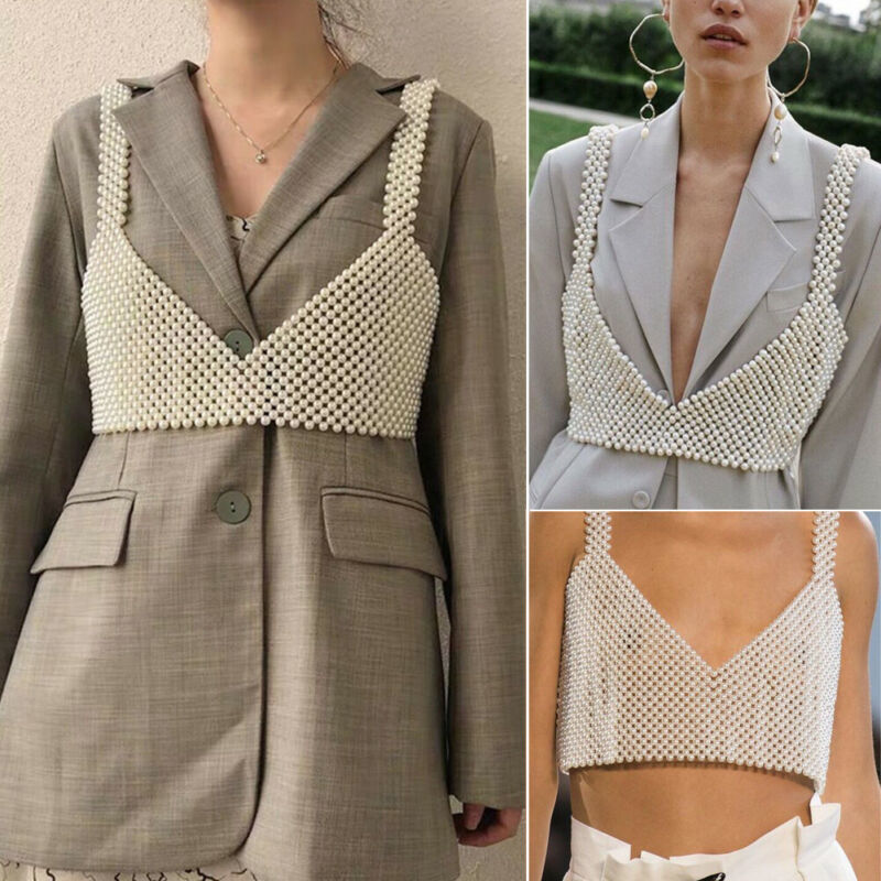 NEW Eleghant Women Crochet Pearls Tanks Bralette Bra Boho Beach Tank Crop Tops Classic Sleeveless Strap V-Neck Pearls Vest Y200701, White
NEW Eleghant Women Crochet Pearls Tanks Bralette Bra Boho Beach Tank Crop Tops Classic Sleeveless Strap V-Neck Pearls Vest Y200701, White