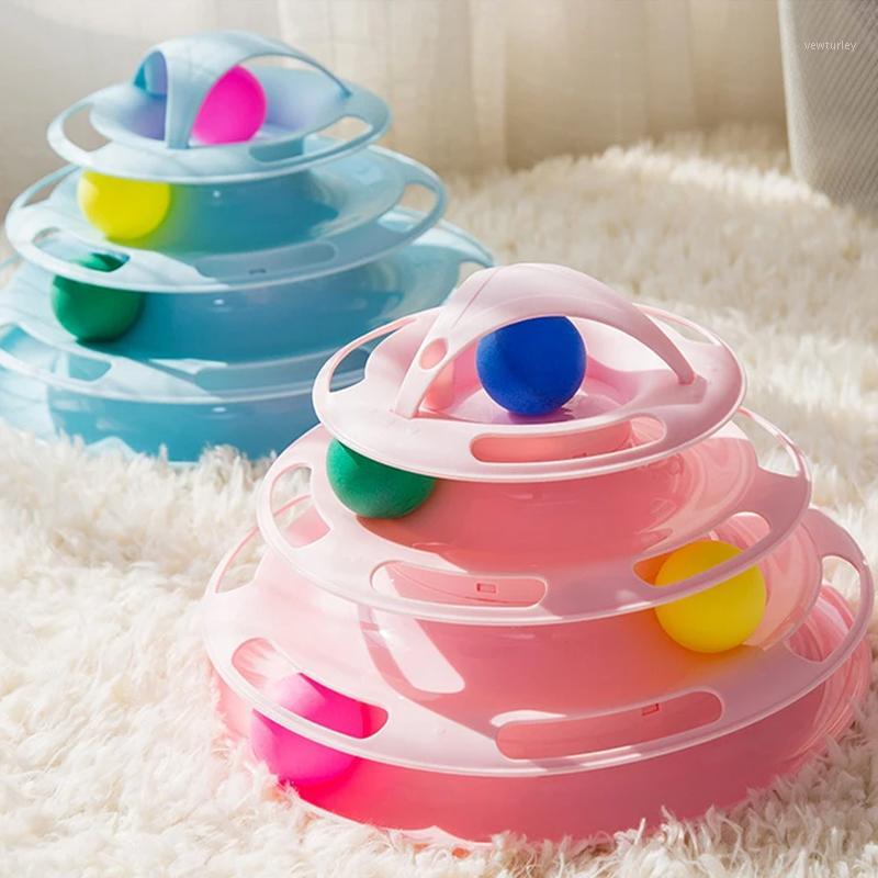 

3 Levels Tower Tracks Disc cat Intelligence Amusement triple disc cat toys ball Training Interactive 4 Levels Balls Tower Toys1