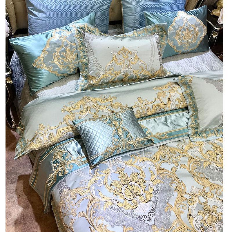European Luxury High Density Jacquard Embroidery Bedding Set Cotton Queen King Size Duvet Cover Set Sheets Pillowcase Bedspread1, Blue
European Luxury High Density Jacquard Embroidery Bedding Set Cotton Queen King Size Duvet Cover Set Sheets Pillowcase Bedspread1, Blue