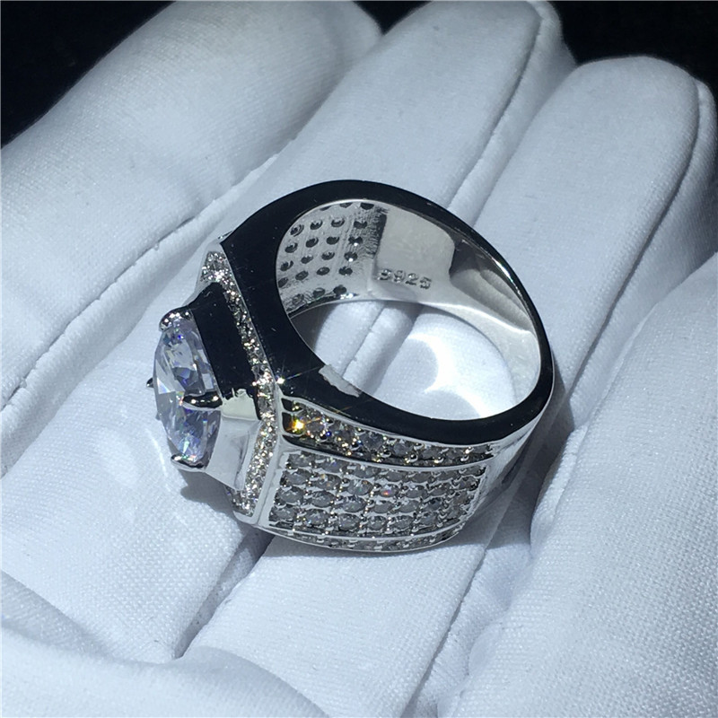 Choucong Male Ring Big 3ct Clear 5a Zircon Cz Sterling Sier Engagement Wedding Band Rings For Men Fine Jewelry J190620 Free shipping