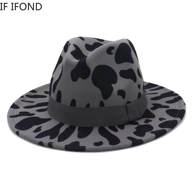 Unisex Women Men Wide Brim Wool Felt Fedora Hats Cow pattern Winter and Autumn Jazz Hats Sombrero Cap
Unisex Women Men Wide Brim Wool Felt Fedora Hats Cow pattern Winter and Autumn Jazz Hats Sombrero Cap