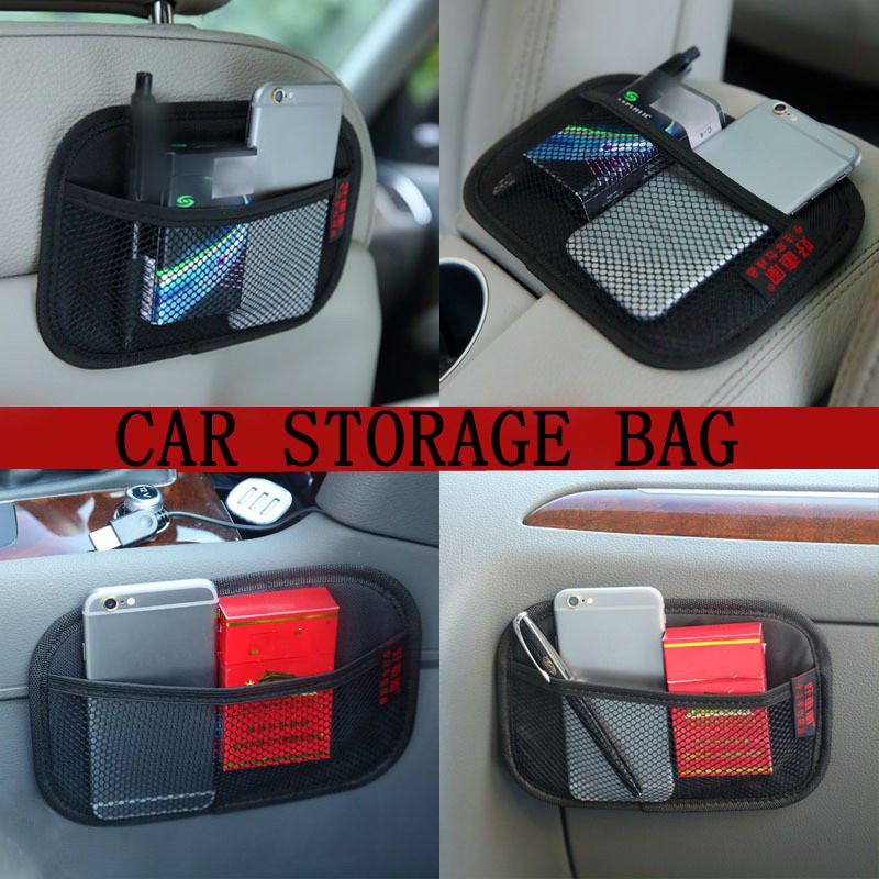 Image of Car Back Rear Mesh Elastic String Net Sticker Universal Storage Bag Pocket Cage Auto Organizer for Door Dashboard