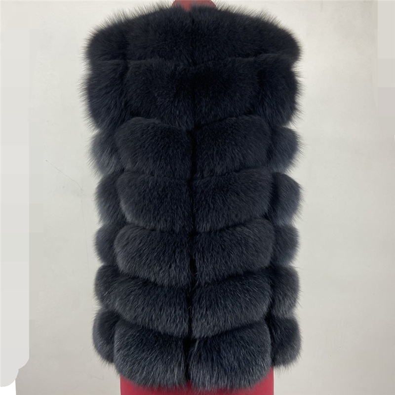 real Fox Fur Vest short jacket height woman winter warm Natural sleeveless 201103