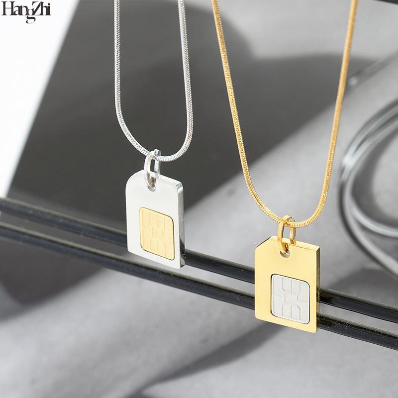 Pendant Necklaces SIM Card Necklace For Men Women Hip Hop Trendy 304 Stainless Steel Creative Gold Silver Color Chip Collars
Pendant Necklaces SIM Card Necklace For Men Women Hip Hop Trendy 304 Stainless Steel Creative Gold Silver Color Chip Collars