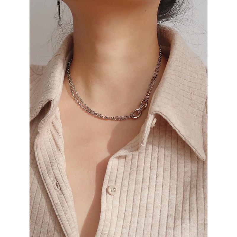 Hip Hop Thick Chain Necklace Double-layer Titanium Steel Splicing Titanium Steel Clavicle Chain Necklace Trendy Female Jewelry
Hip Hop Thick Chain Necklace Double-layer Titanium Steel Splicing Titanium Steel Clavicle Chain Necklace Trendy Female Jewelry