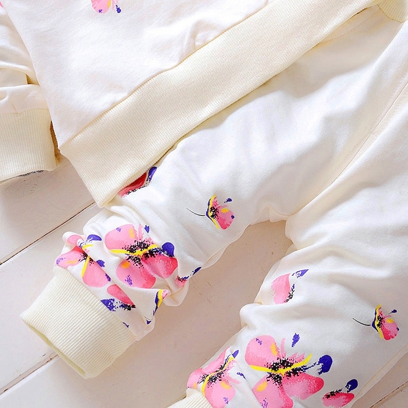 Baby Girl Clothing Sets Fashion Long Sleeve Print Flower Toddler Tshirt + Pants 2PCS 1 2 3 4 Years Kids Girls Wear LJ200917
