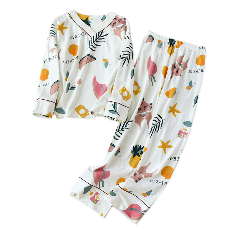 Fresh Leaf Japanese 100% Sets of Cotton Mesh Sweet Autumn Cartoon Sleepwear Manga Quality Long Sleeve Women Pajamas 6fgk, White
Fresh Leaf Japanese 100% Sets of Cotton Mesh Sweet Autumn Cartoon Sleepwear Manga Quality Long Sleeve Women Pajamas 6fgk, White