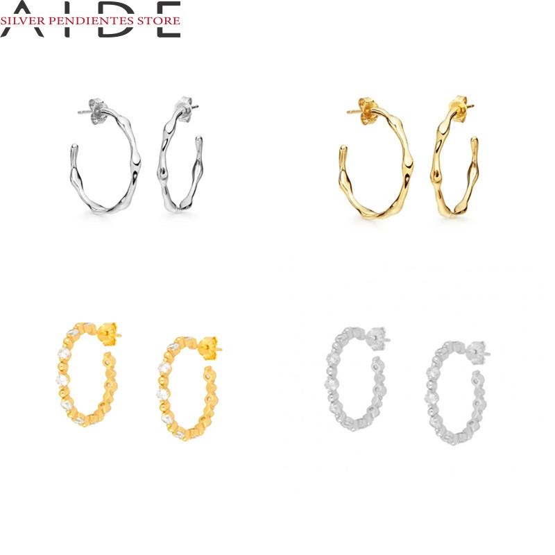 AIDE 925 Sterling Silver Diamond Piercing Stud Earrings For Women 18mm Bamboo Joint All-match Earrings Jewelry Brincos