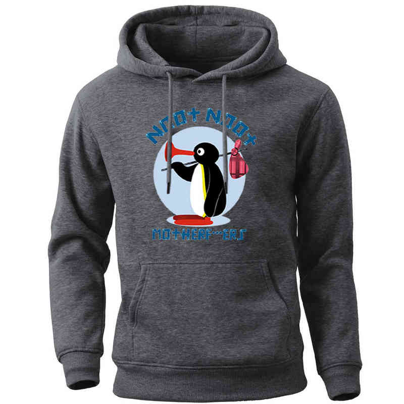 Funny Penguin Noot Mother Runaway Men Brand Hoodies Sweatshirt Autumn Winter Crewneck Round Collar Pullover Streetwear Tracksuit H1227