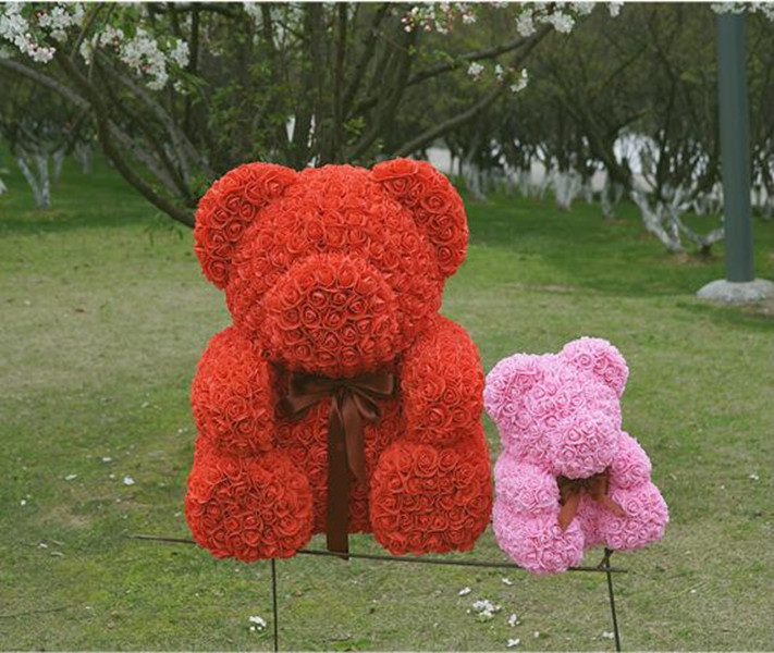 Valentine's Day 25cm Rose Bear Artificial Soap Rose Teddy Bear Eternal Rose Christmas Valentine Birthday wedding Girl Friend Gift