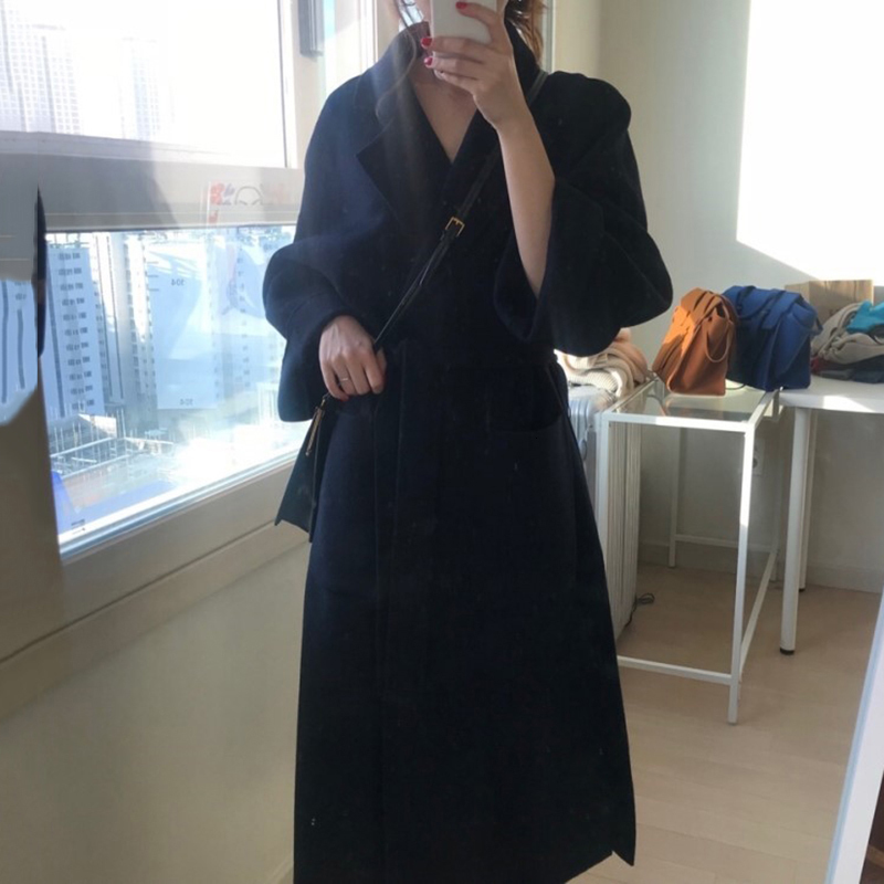 [EWQ] Autumn Wnew Thick Warm Yellow Winter Coat Women Plus Size Long Women Outerwear Korea High Quality Woolen Coat QL2817 201216