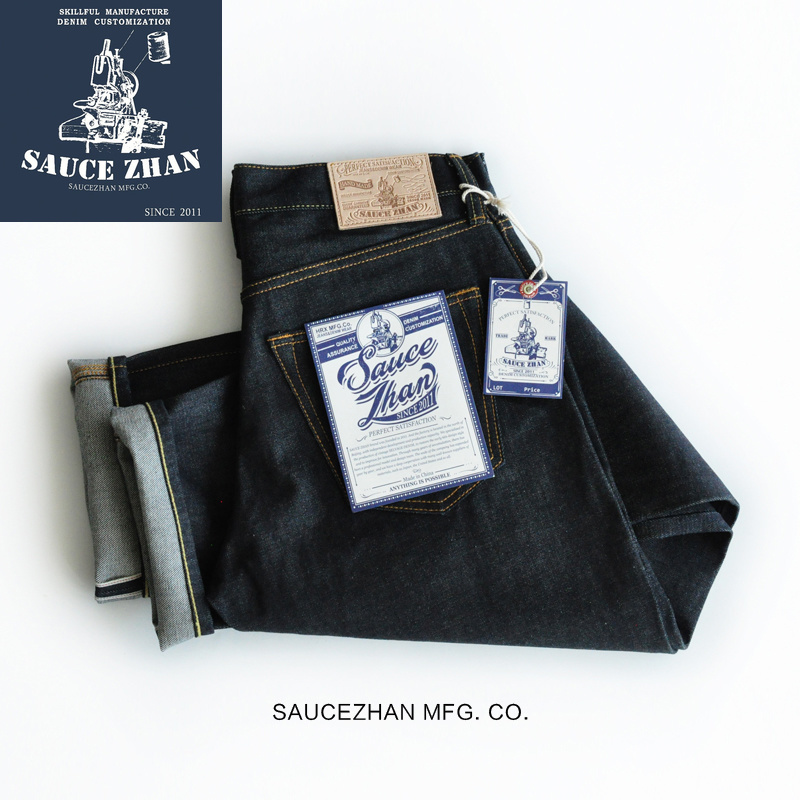 SauceZhan 316XX Casual Selvedge Raw Unwashed Selvage Indigo Denim Straight Mens Jeans 201120