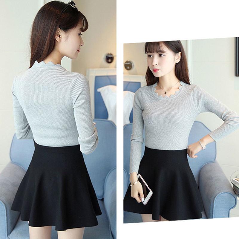Sweet Sweater Pullover Women Womens Knitted Slim Solid Sweater Long Sleeve Autumn Winter Butterfly Neck Sweater Female 7167 201222