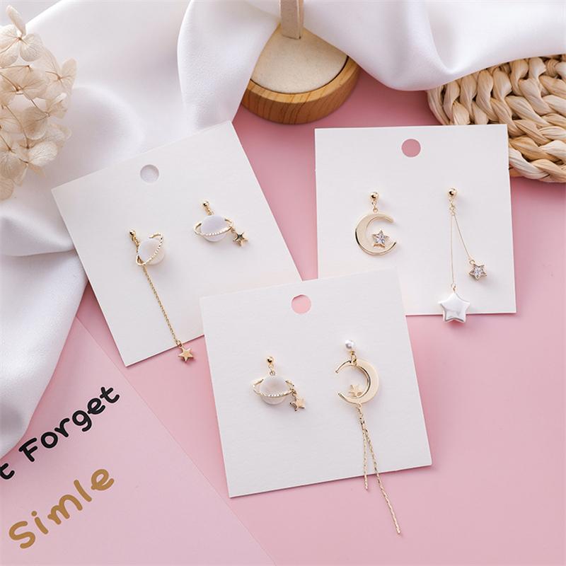 Fashion stars stud earrings personality moon pearl shells planet asymmetric earrings jewelry accessories