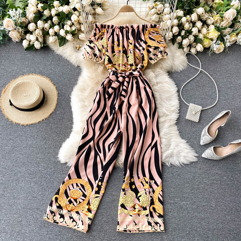 2021 New Singiny female retro print summer slash neck short rentals up sexy off the shoulder long overalls HDRL, Blue stripe
2021 New Singiny female retro print summer slash neck short rentals up sexy off the shoulder long overalls HDRL, Blue stripe